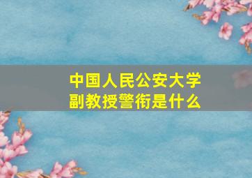 中国人民公安大学副教授警衔是什么