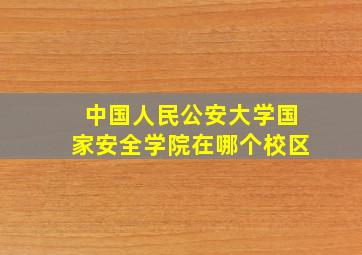 中国人民公安大学国家安全学院在哪个校区