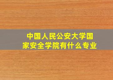 中国人民公安大学国家安全学院有什么专业