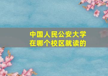 中国人民公安大学在哪个校区就读的