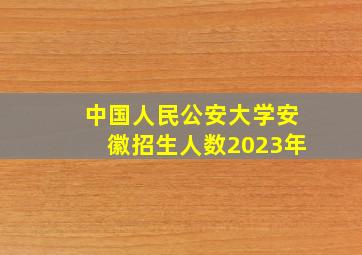 中国人民公安大学安徽招生人数2023年