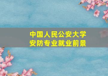 中国人民公安大学安防专业就业前景