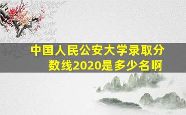 中国人民公安大学录取分数线2020是多少名啊