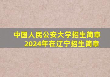 中国人民公安大学招生简章2024年在辽宁招生简章