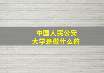 中国人民公安大学是做什么的