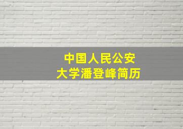 中国人民公安大学潘登峰简历