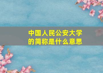 中国人民公安大学的简称是什么意思