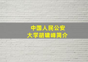 中国人民公安大学胡啸峰简介