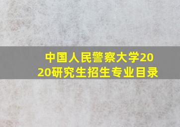 中国人民警察大学2020研究生招生专业目录