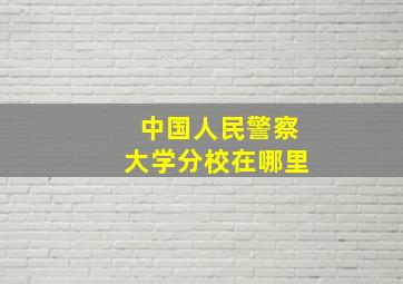 中国人民警察大学分校在哪里