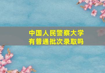 中国人民警察大学有普通批次录取吗