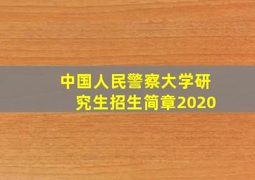 中国人民警察大学研究生招生简章2020