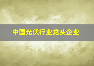 中国光伏行业龙头企业