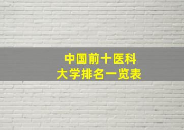 中国前十医科大学排名一览表