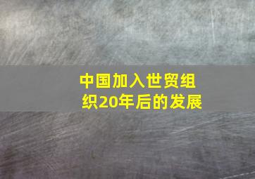 中国加入世贸组织20年后的发展