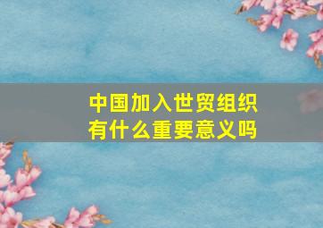 中国加入世贸组织有什么重要意义吗