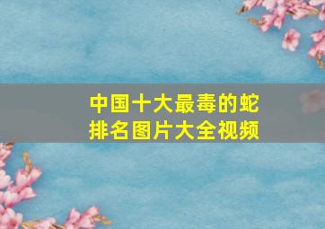 中国十大最毒的蛇排名图片大全视频