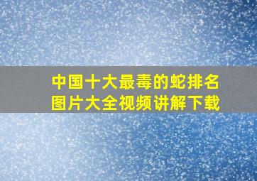 中国十大最毒的蛇排名图片大全视频讲解下载