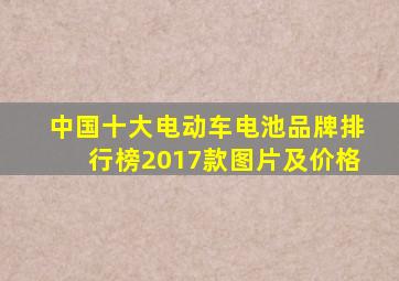 中国十大电动车电池品牌排行榜2017款图片及价格