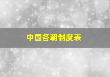 中国各朝制度表