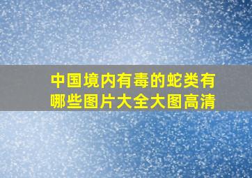 中国境内有毒的蛇类有哪些图片大全大图高清