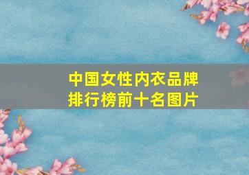 中国女性内衣品牌排行榜前十名图片