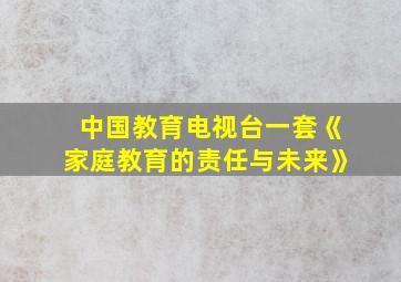 中国教育电视台一套《家庭教育的责任与未来》