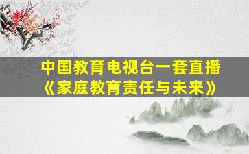 中国教育电视台一套直播《家庭教育责任与未来》