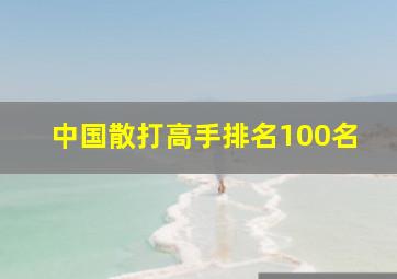 中国散打高手排名100名