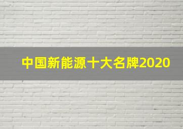 中国新能源十大名牌2020