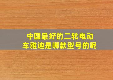 中国最好的二轮电动车雅迪是哪款型号的呢