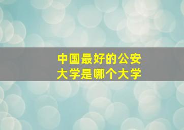 中国最好的公安大学是哪个大学