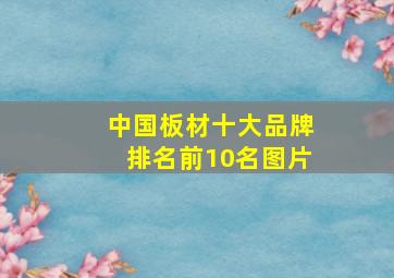 中国板材十大品牌排名前10名图片