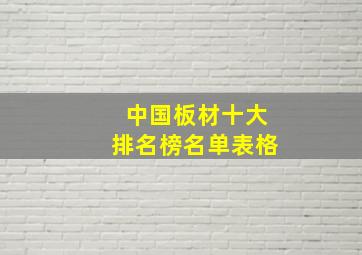 中国板材十大排名榜名单表格