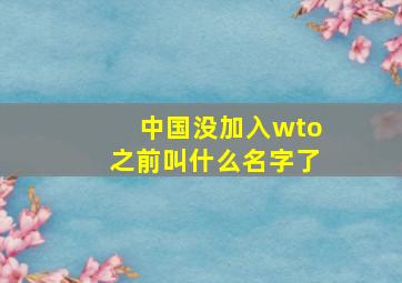 中国没加入wto之前叫什么名字了