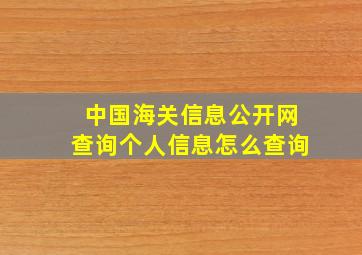 中国海关信息公开网查询个人信息怎么查询