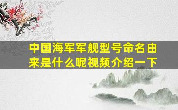 中国海军军舰型号命名由来是什么呢视频介绍一下