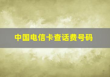 中国电信卡查话费号码