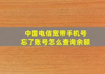 中国电信宽带手机号忘了账号怎么查询余额