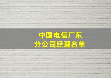 中国电信广东分公司经理名单