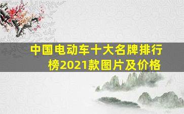 中国电动车十大名牌排行榜2021款图片及价格