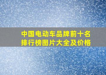 中国电动车品牌前十名排行榜图片大全及价格