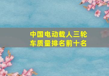 中国电动载人三轮车质量排名前十名