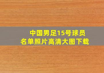 中国男足15号球员名单照片高清大图下载