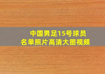 中国男足15号球员名单照片高清大图视频