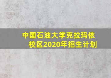 中国石油大学克拉玛依校区2020年招生计划