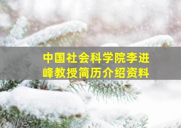 中国社会科学院李进峰教授简历介绍资料