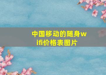 中国移动的随身wifi价格表图片