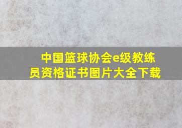 中国篮球协会e级教练员资格证书图片大全下载