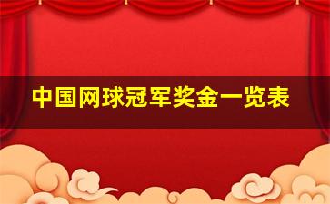 中国网球冠军奖金一览表